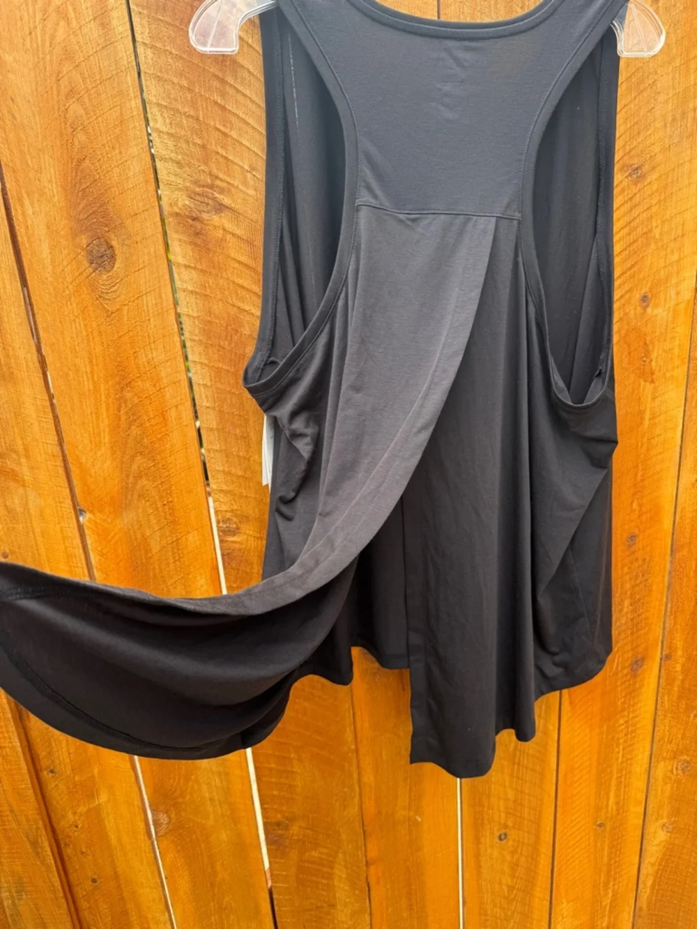 Pair of Tek Gear Black Hi-Low Racerback Open Split Back Active Tank Top - 3X - Picture 4 of 9